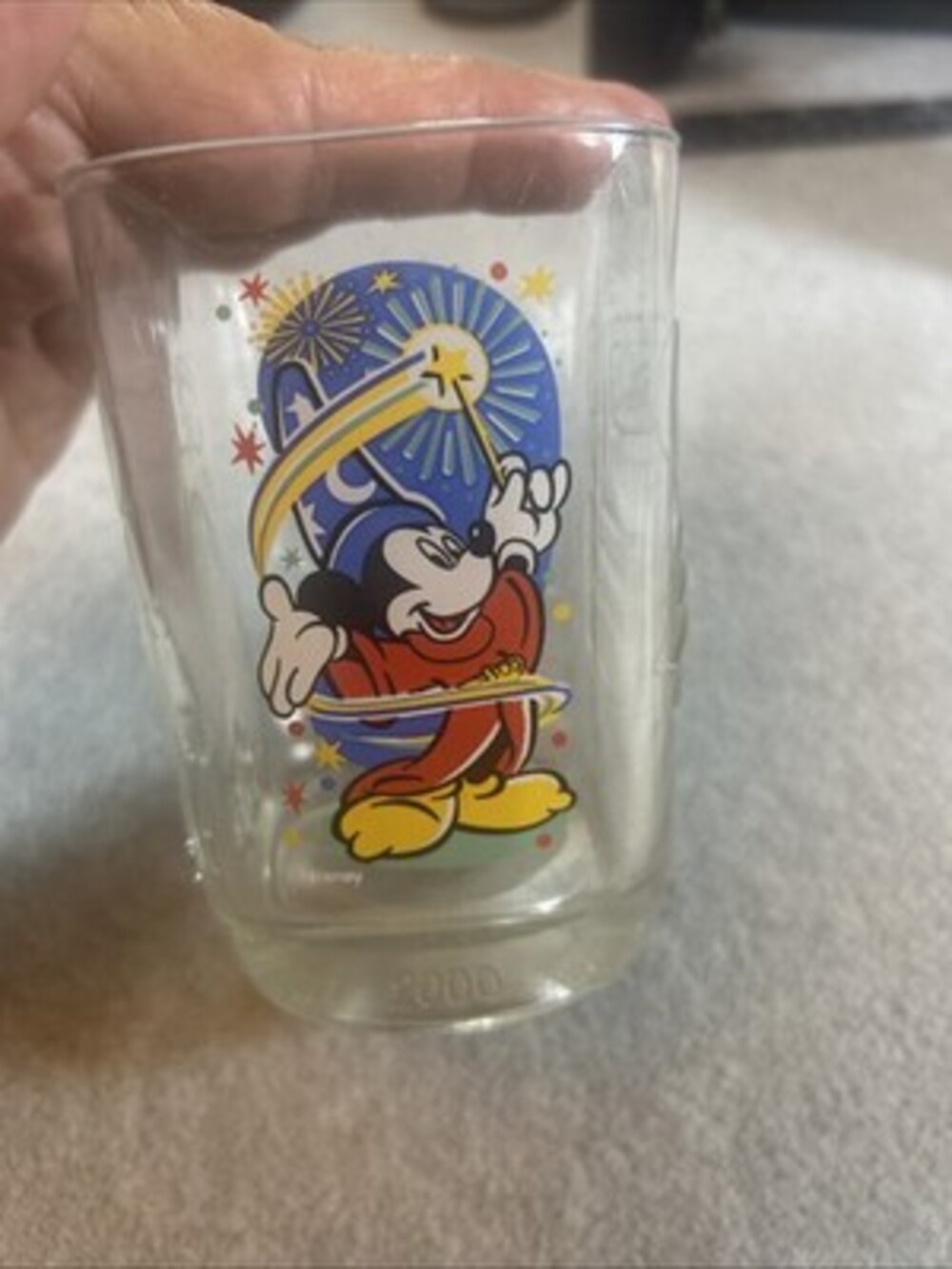 McDonald's Walt Disney World 2000 Celebration Embossed Glass - Epcot Mickey
